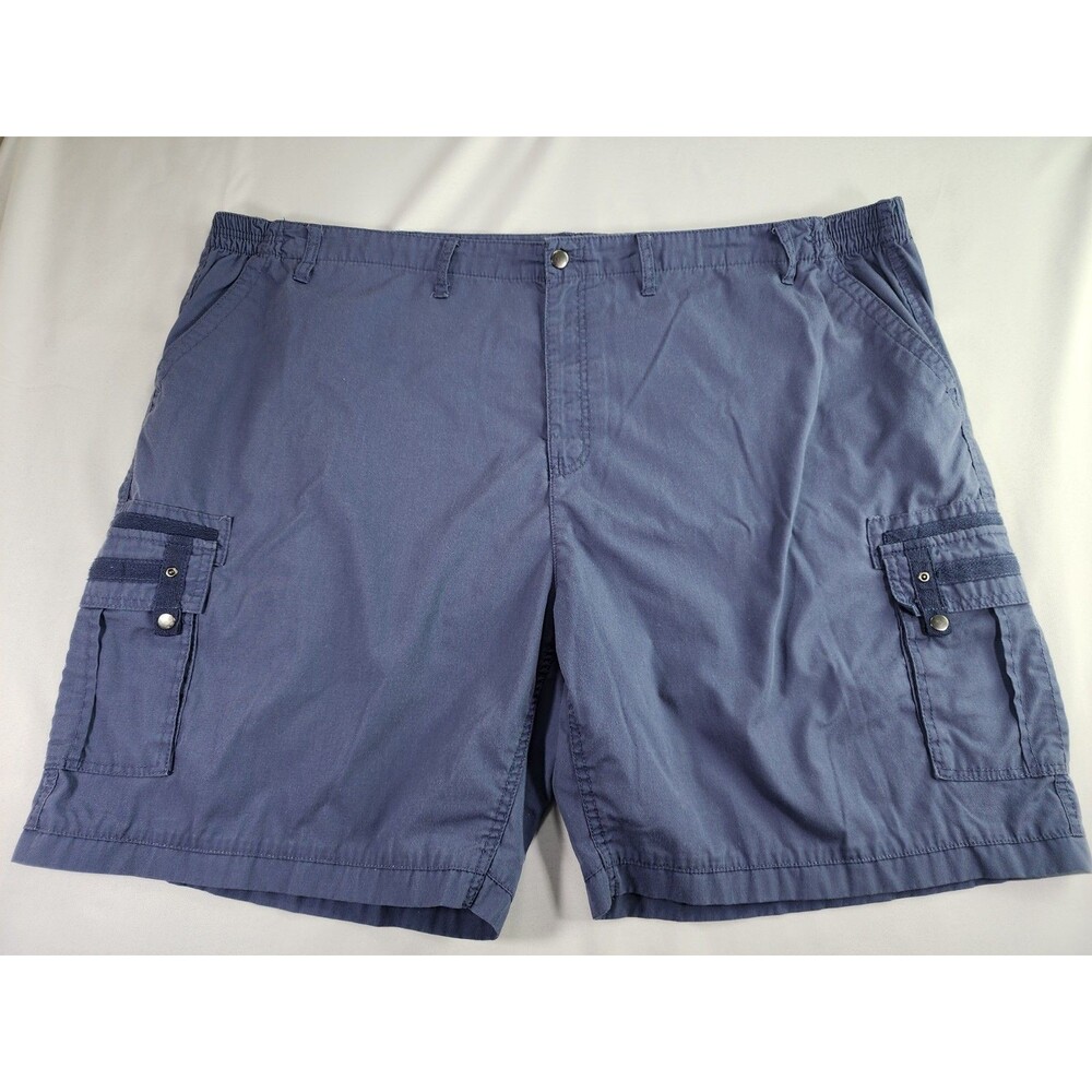 Haband Travelers Cargo Shorts Blue Size 54 Big Tall Elastic Waist Snap